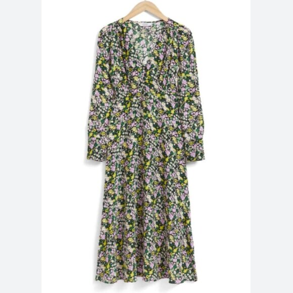 & OTHER STORIES Floral Long Sleeve Midi Dress Size 8 EUC - Picture 1 of 5